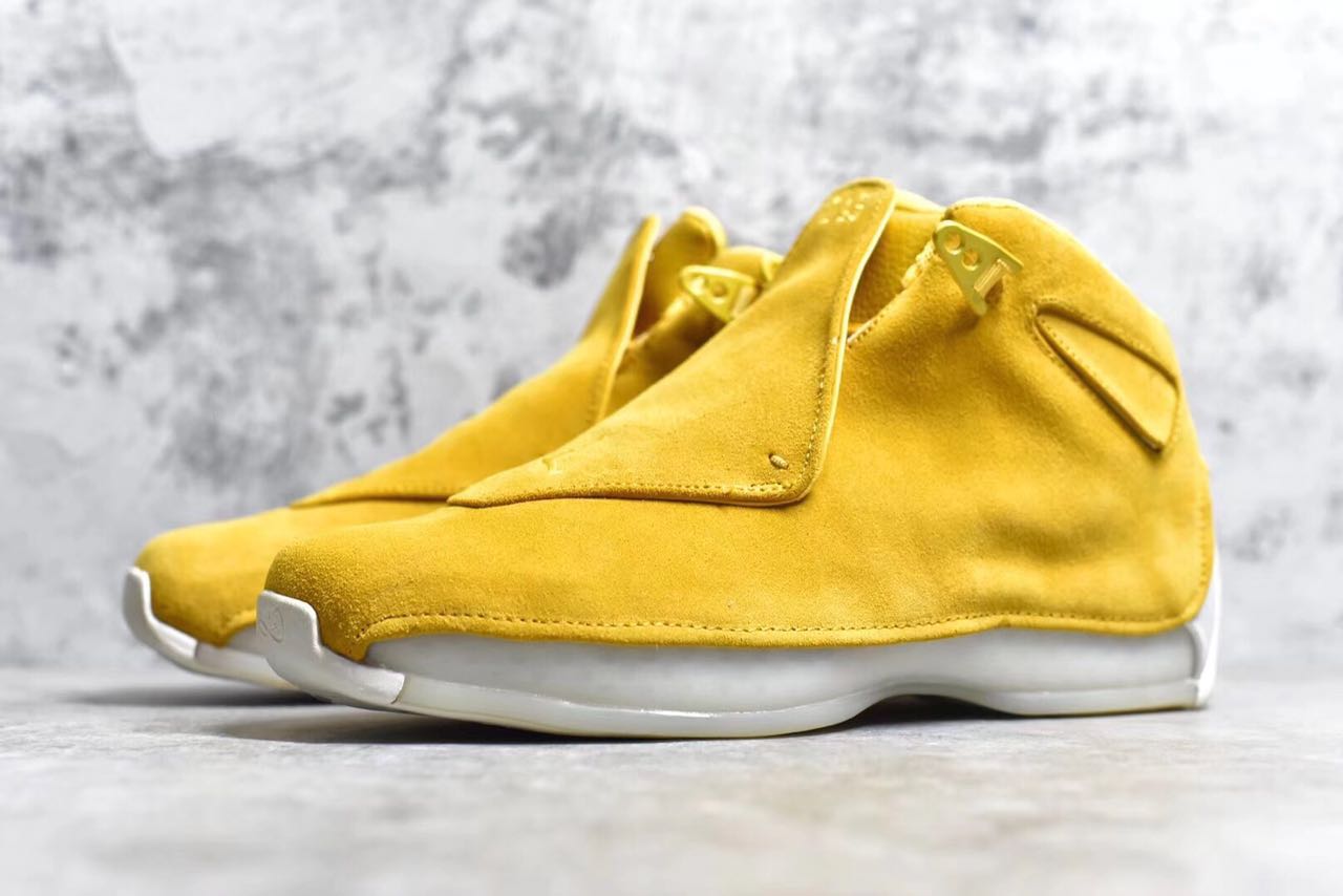 Air Jordan 18 Yellow Suede Shoes - Click Image to Close